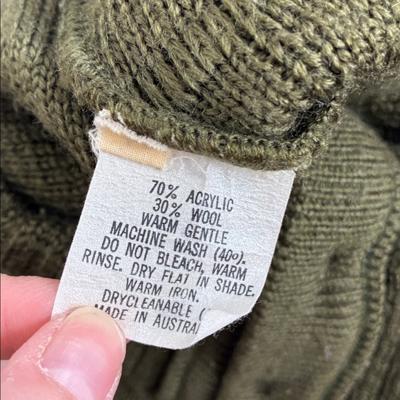 Rapp Knitwear Vintage Green Cardigan Sweater Unisex Medium Wool Blend - Picture 7 of 8